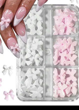 Charger l'image dans la galerie, Déco Noeuds Roses et Blancs 3D / décoration nail art