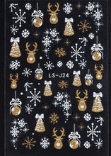 Charger l'image dans la galerie, 2 feuilles Stickers nail art Noël Doré - Model 1