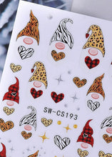 Charger l'image dans la galerie, 2 feuilles Stickers autocollants Gnome de Noël / Nail Art