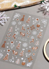 Charger l'image dans la galerie, 2 feuilles Stickers nail art Noël Doré - Model 1