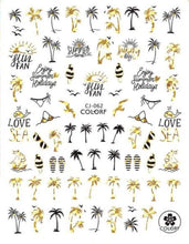 Charger l'image dans la galerie, 2 feuilles Stickers autocollants Palmiers été / Nail Art