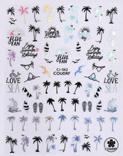 Charger l'image dans la galerie, 2 feuilles Stickers autocollants Palmiers été / Nail Art