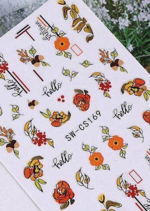 2 feuilles Stickers autocollants Automne / Nail Art