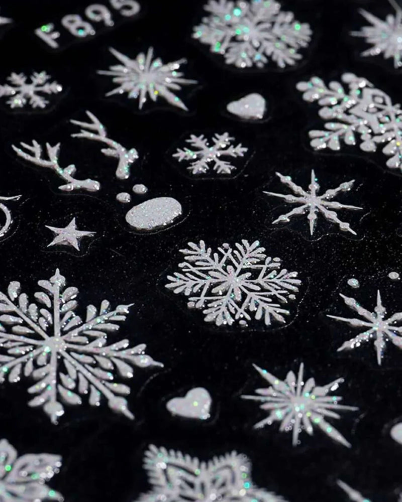 2 Feuilles Stickers Nail art Flocons / Noël