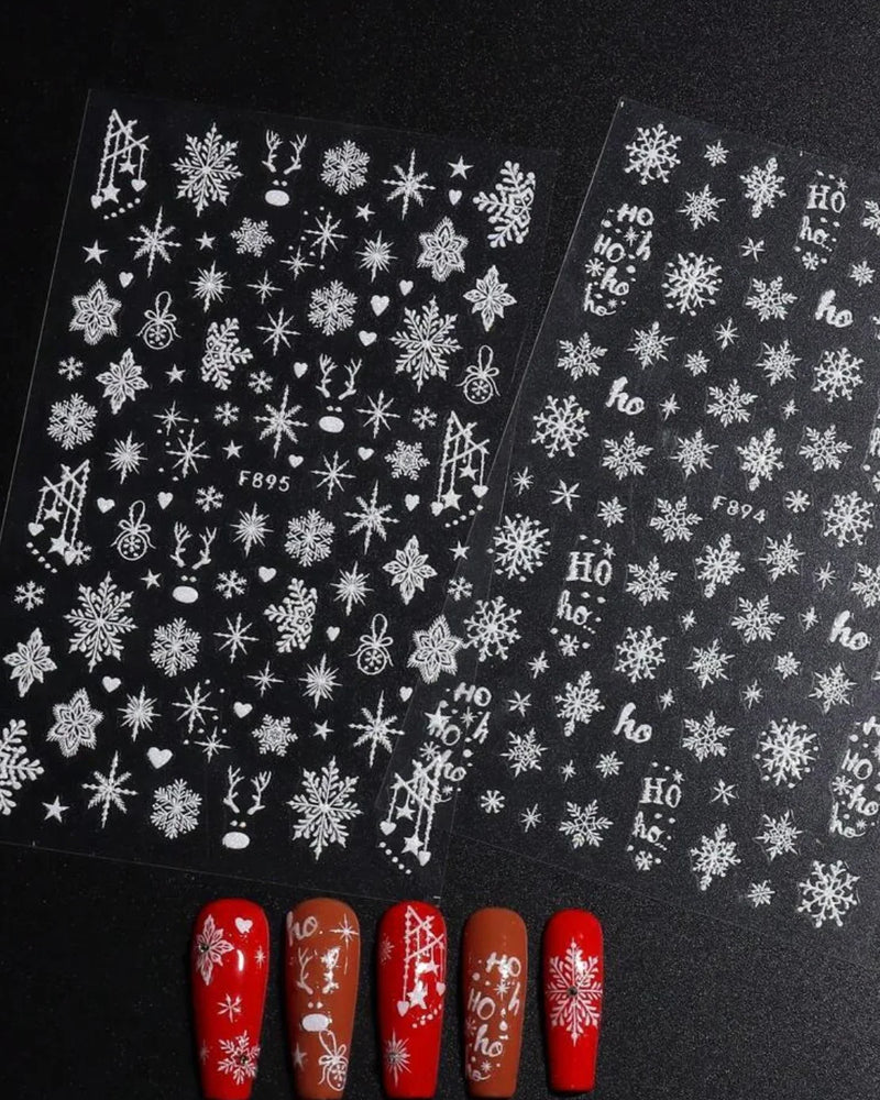 2 Feuilles Stickers Nail art Flocons / Noël