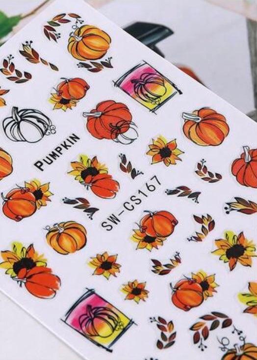 2 feuilles Stickers autocollants Citrouilles / Nail Art