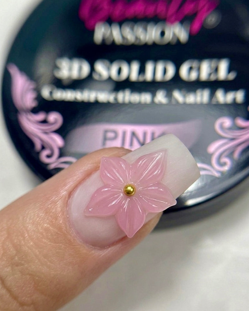 Nail art d’une grosse fleur en 3D avec le solid gel 3D rose beauty passion 