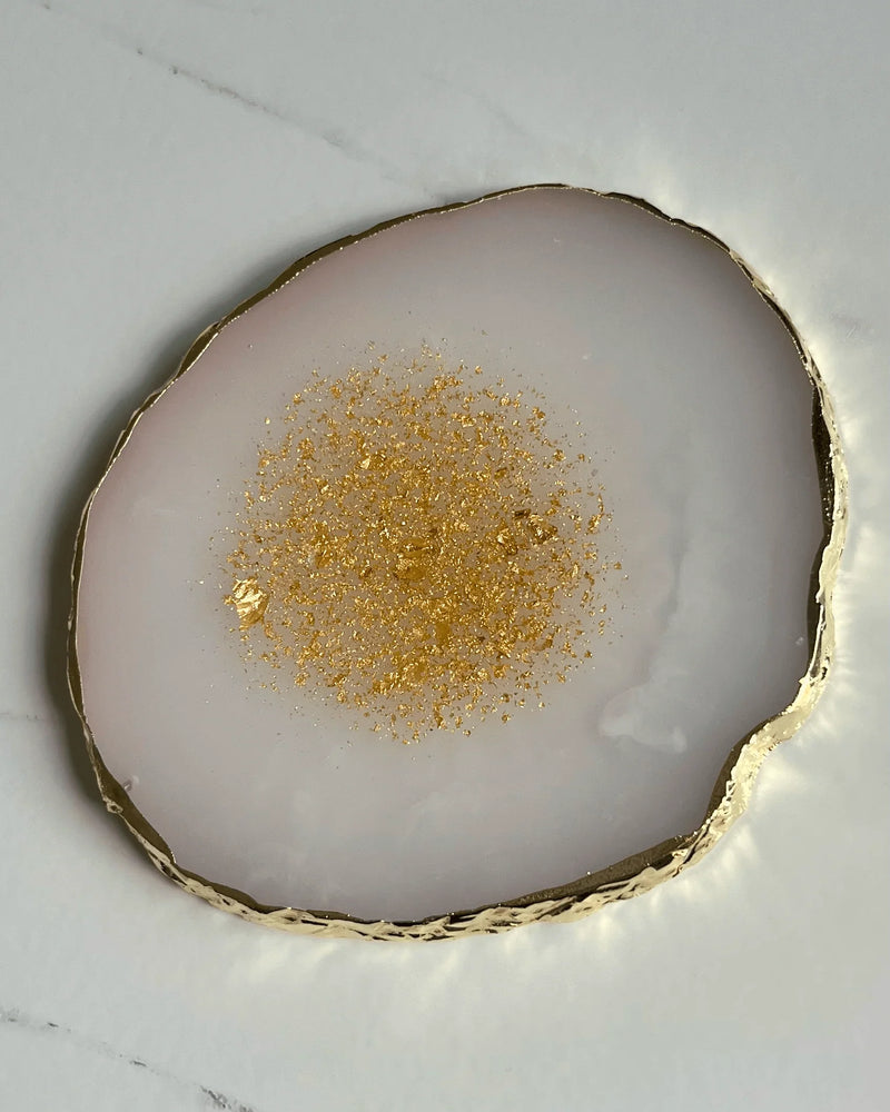 Palette en résine Nail Art - Écru et feuille d’or