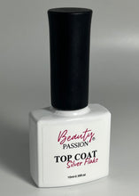 Charger l'image dans la galerie, Flacon de Top Coat Silver Flakes avec finition aux feuilles d’argent pour manucure professionnelle.

